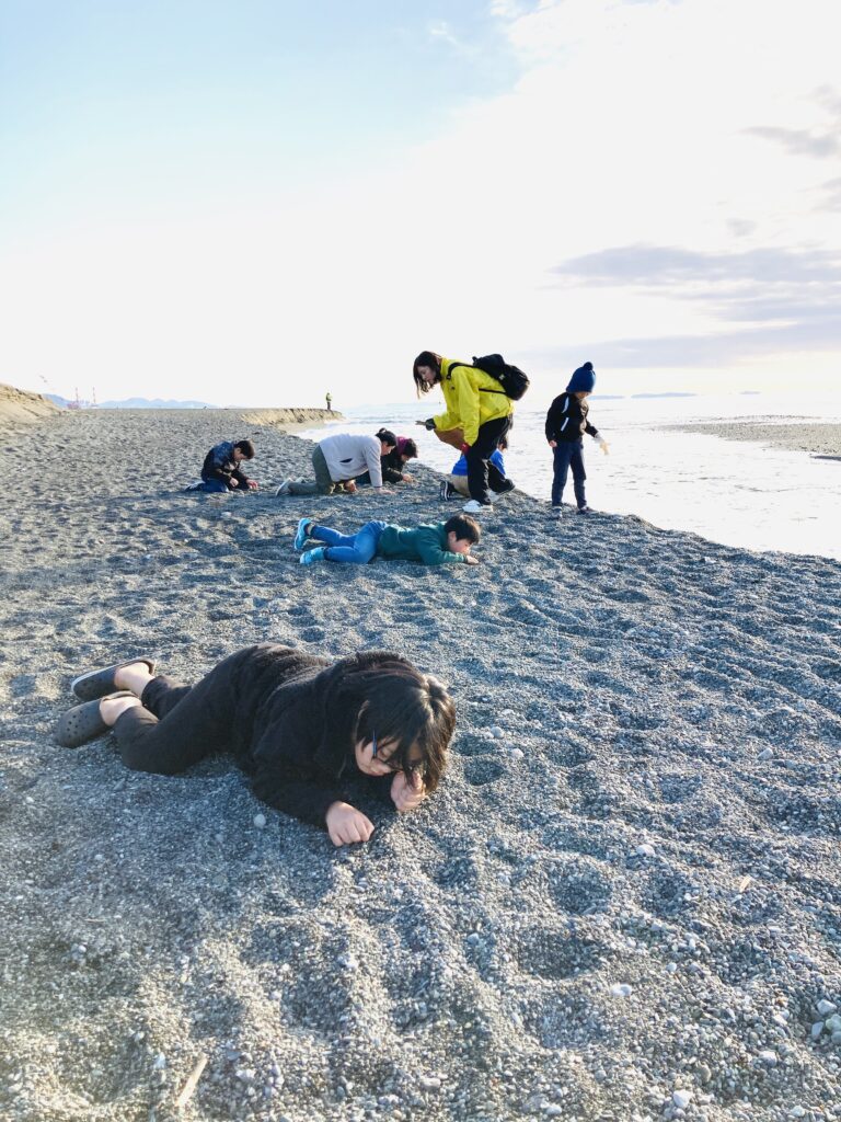 活動の最後にビーチグラスを皆で集めました